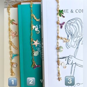 Gold bookmark charms w/ acrylic bookmark